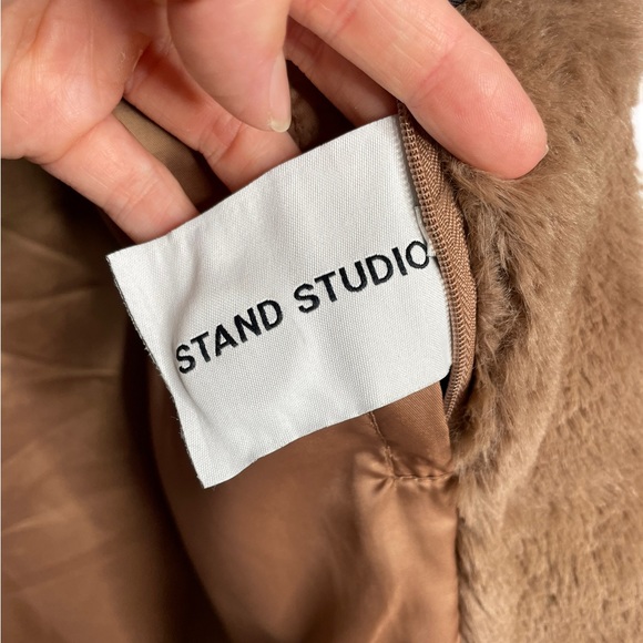 Stand Studio | Camille Cocoon Faux Fur Coat Tan 34/US 2 - Picture 7 of 16